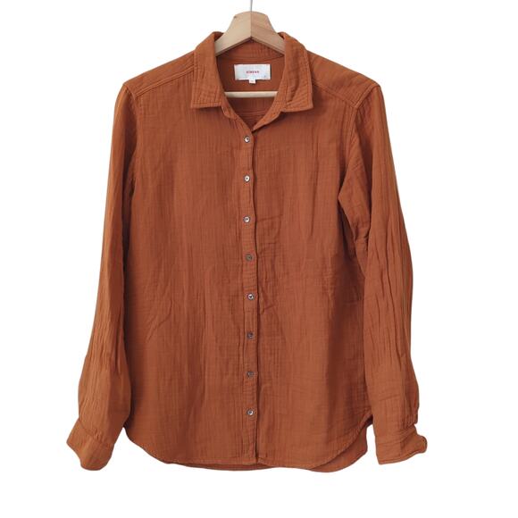 Xirena Top Womens XS 100% Cotton Button Up Long Sleeve Gauze Orange Scout Shirt - Picture 1 of 6